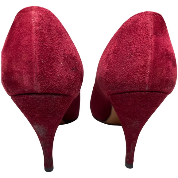 Martina Wine Red Pumps Women's 7S Slim‎ Narrow Classic Leather Heels Vintage - Picture 4 of 15
